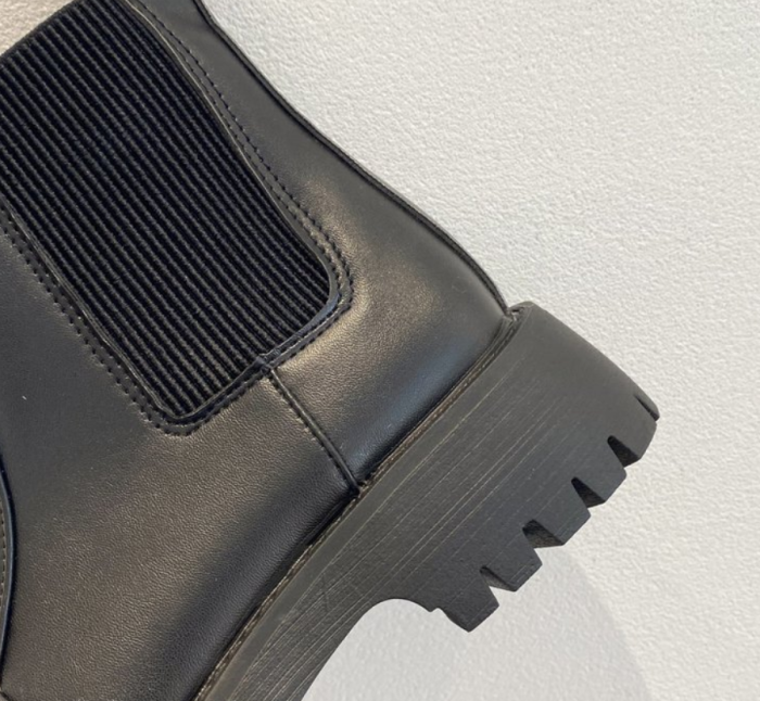 Women Boots Platform Chelsea Chunky Tread Sole Combat Martin Mid-calf Boots 35-40