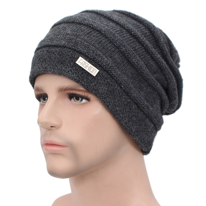 Men Women Beanie Hat Winter Wool Knitted Baggy Pull On Soft Caps