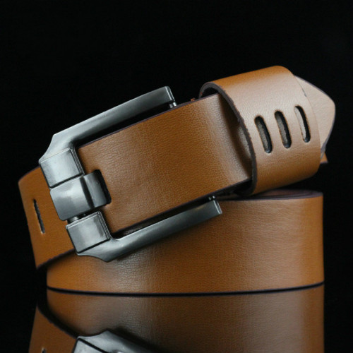 Women Men Belt 2.5cm Cowhide Leather Buckle Belt Unisex