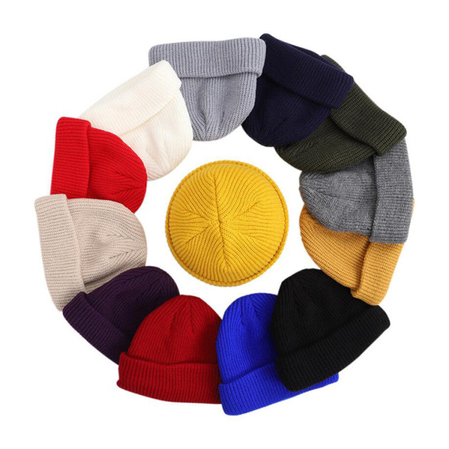 Men Women Beanie Hat Winter Wool Knitted Baggy Pull On Soft Caps