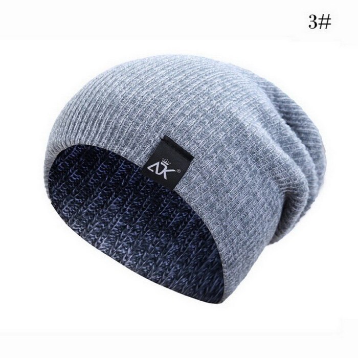 Men Women Beanie Hat Winter Wool Knitted Baggy Pull On Soft Caps