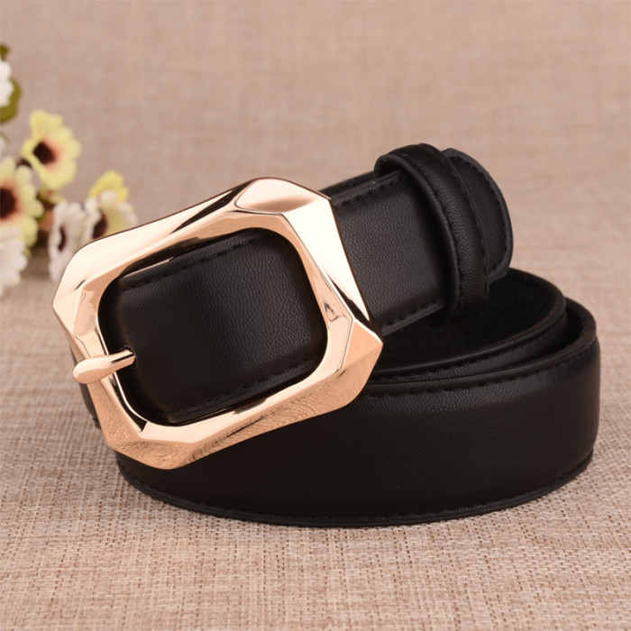 Women Men Belt 3.7 cm Cowhide Leather Buckle Belt Unisex Waistband Waist Strap