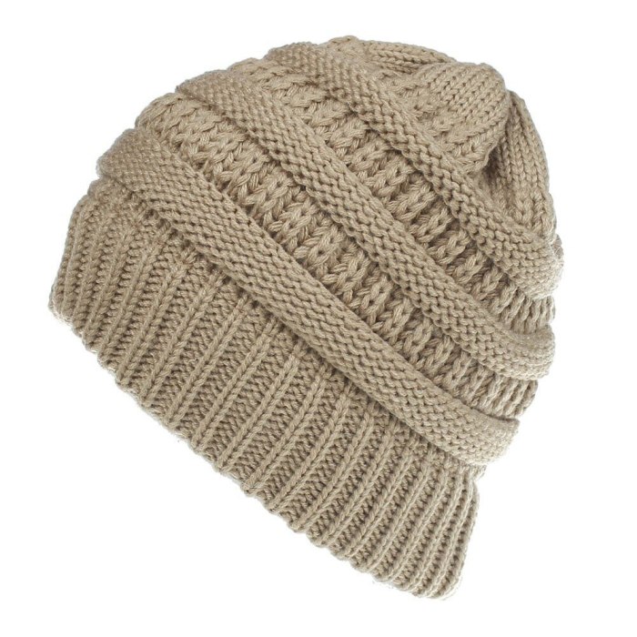 Men Women Beanie Hat Winter Wool Knitted Baggy Pull On Soft Caps