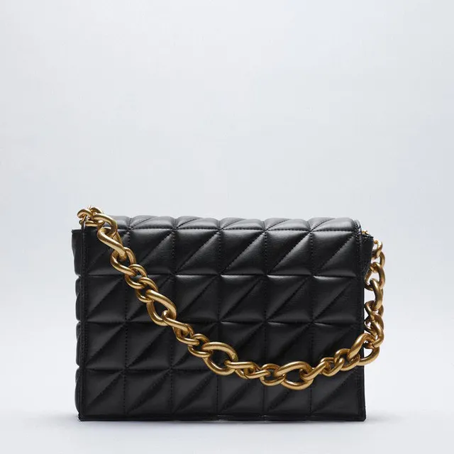 Women Quilted Leather Shoulder Bag Chain Flap Large Bag Tote Handbags