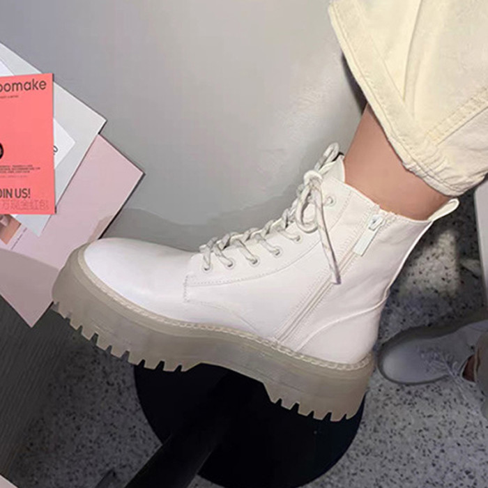 Women Boots Platform Chelsea Chunky Tread Sole Combat Martin Ankle Boots 35-40