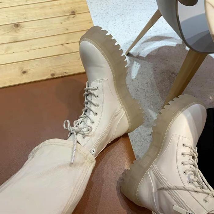 Women Boots Platform Chelsea Chunky Tread Sole Combat Martin Ankle Boots 35-40