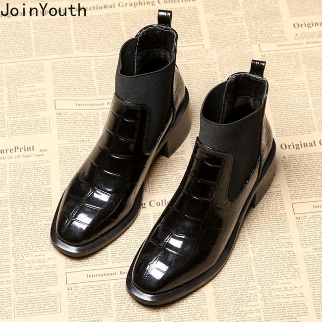 Women Boots Platform Chelsea Chunky Tread Sole Combat Martin Mid-calf Boots 35-40