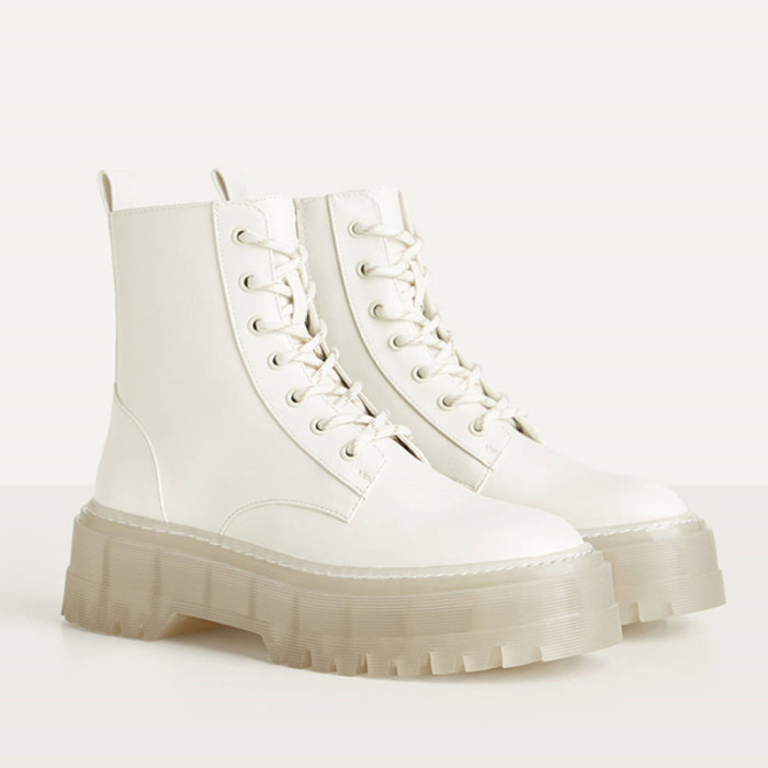 Women Boots Platform Chelsea Chunky Tread Sole Combat Martin Ankle Boots 35-40