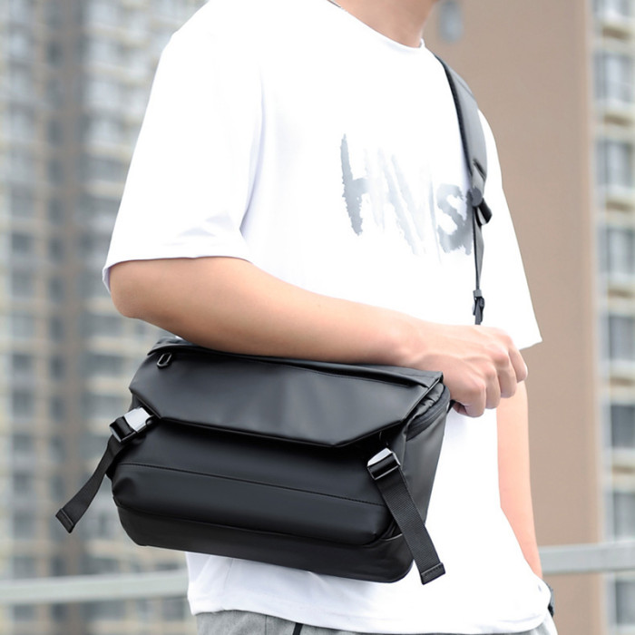 Men Messenger Shoulder Bag Leather Black Cloth Crossbody Sling Handbags Business Houlder Bag