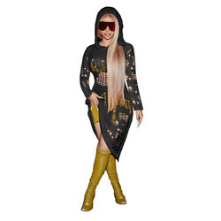 Women's casual sexy hollow-out breathable hooded dress slim knit dress