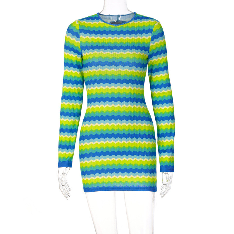 Lace Up Hollowed Out Candy Colored Long Sleeved Dress