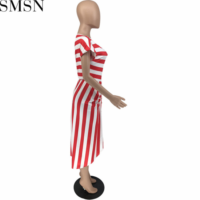 Plus Size Dress Europe and America women clothing off shoulder striped fashion slim dress