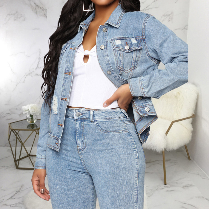 Casual fashion denim coat (coat only)