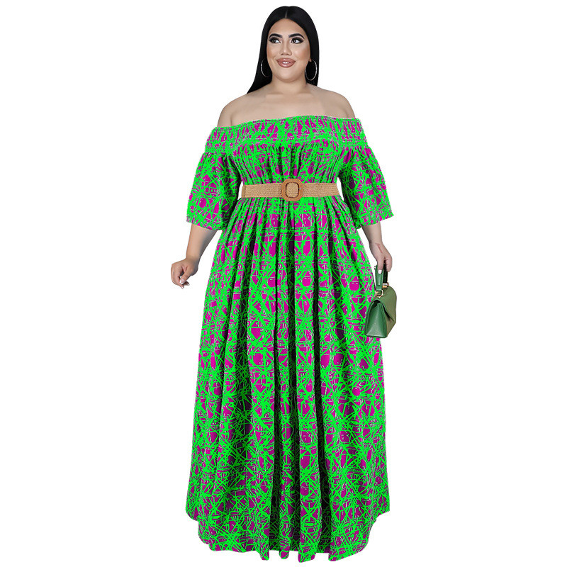 Plus Size Dress 2022 fall long sleeve dress large swing dress Amazon belted