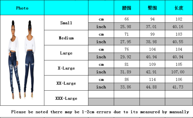 Fashion slim high waist holed jeans Leggings