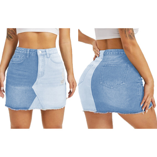 Fashion Color Matching Bag hip half denim skirt