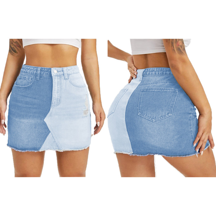 Fashion Color Matching Bag hip half denim skirt