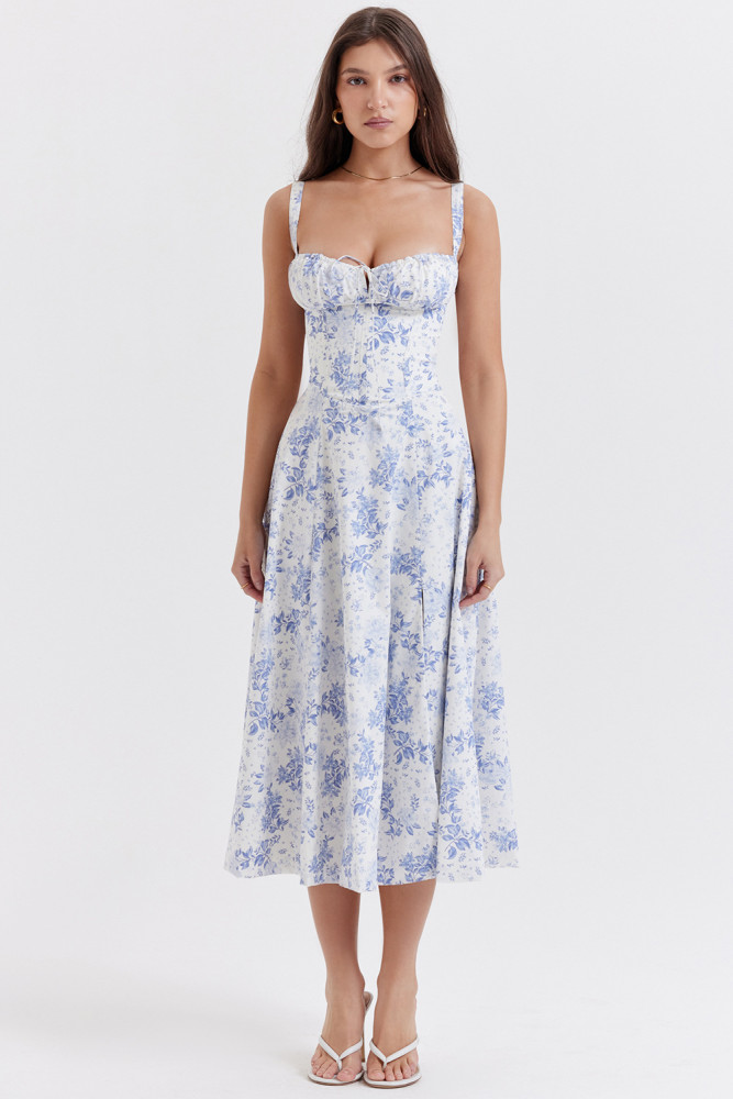 Elegant Floral Print Large Swing Dress