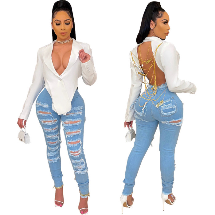 Fashion hole jeans Leggings