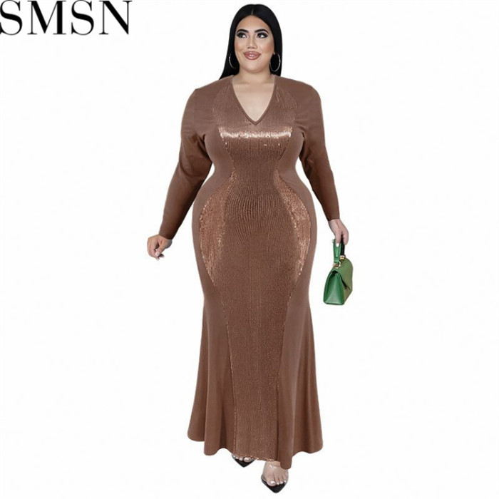 Plus Size Dress Wholesale Supply Long Sleeve Beaded Dress