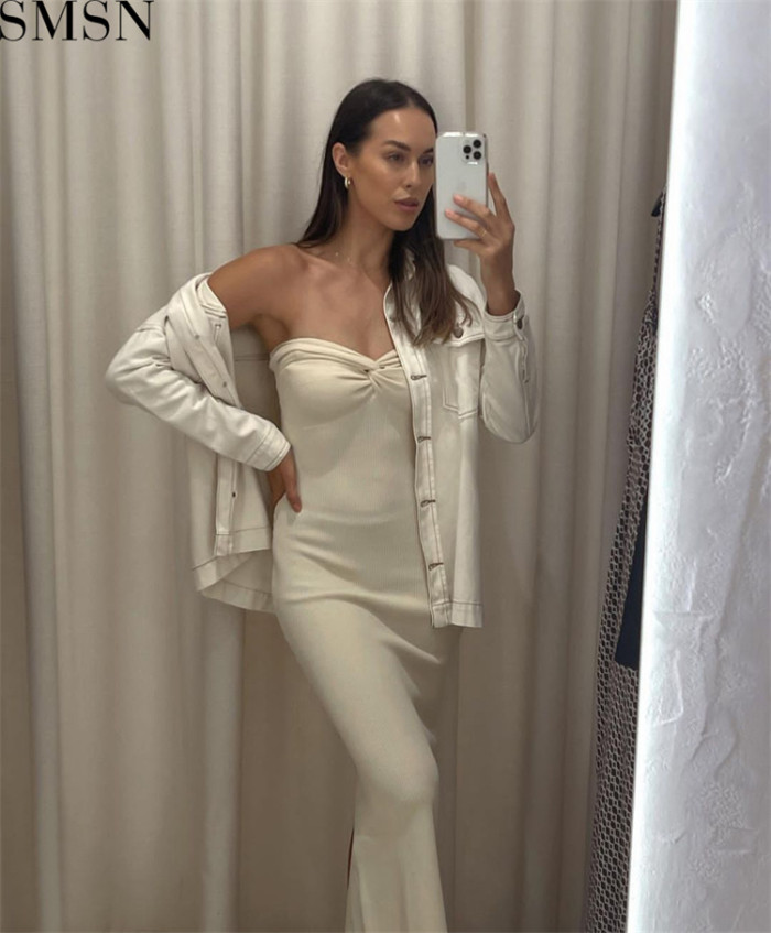 Casual Dress 2022 spring popular style knitted cross off shoulder fashion sexy woolen dress