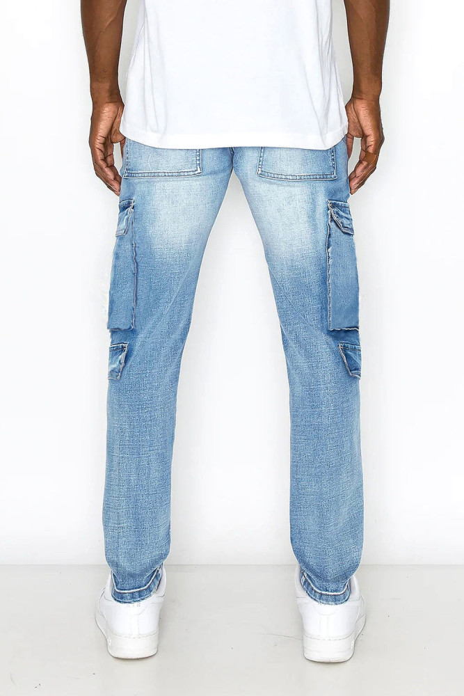 Fashion elastic jeans men's cargo pants