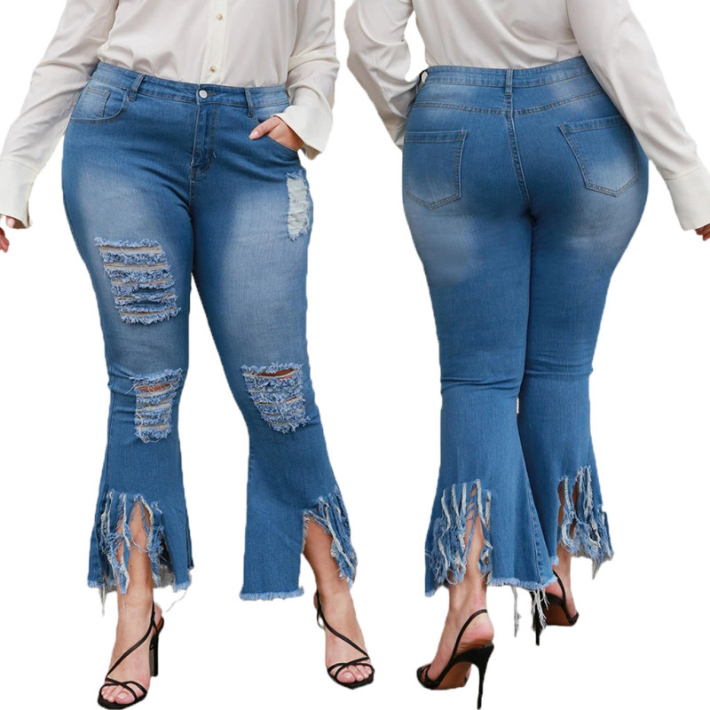 Fashion pierced stretch flared pants