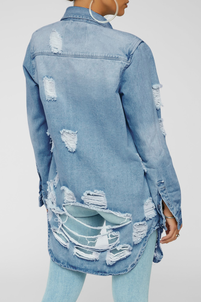 Sexy thin denim coat Long Sleeve Dress