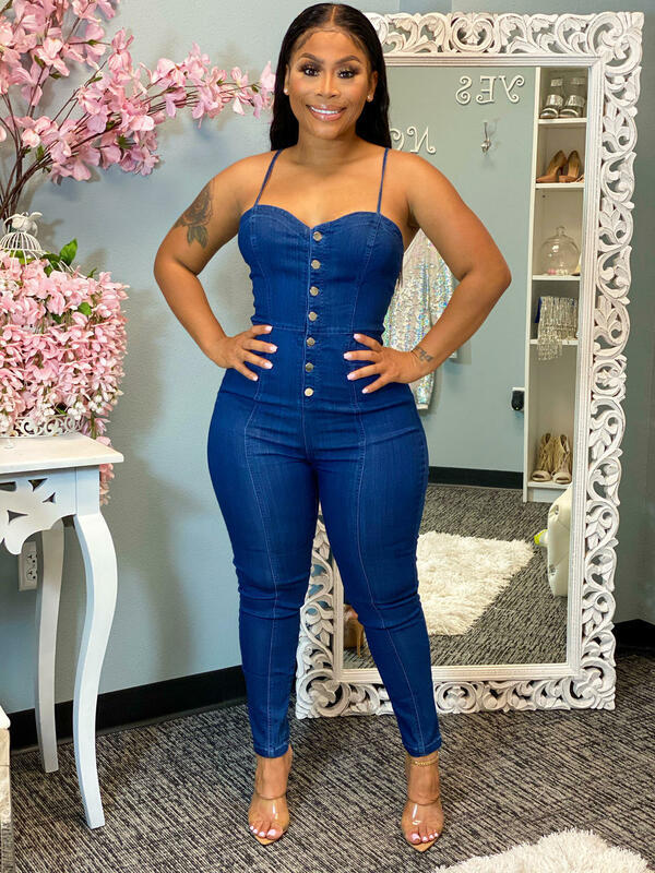 Fashion slim denim Jumpsuit