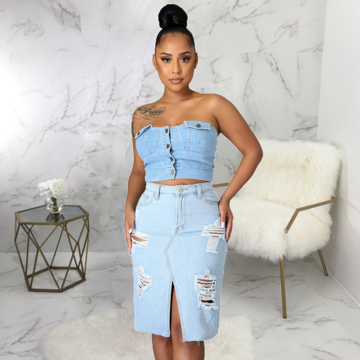 Fashion bag hip denim elastic skirt (single skirt)