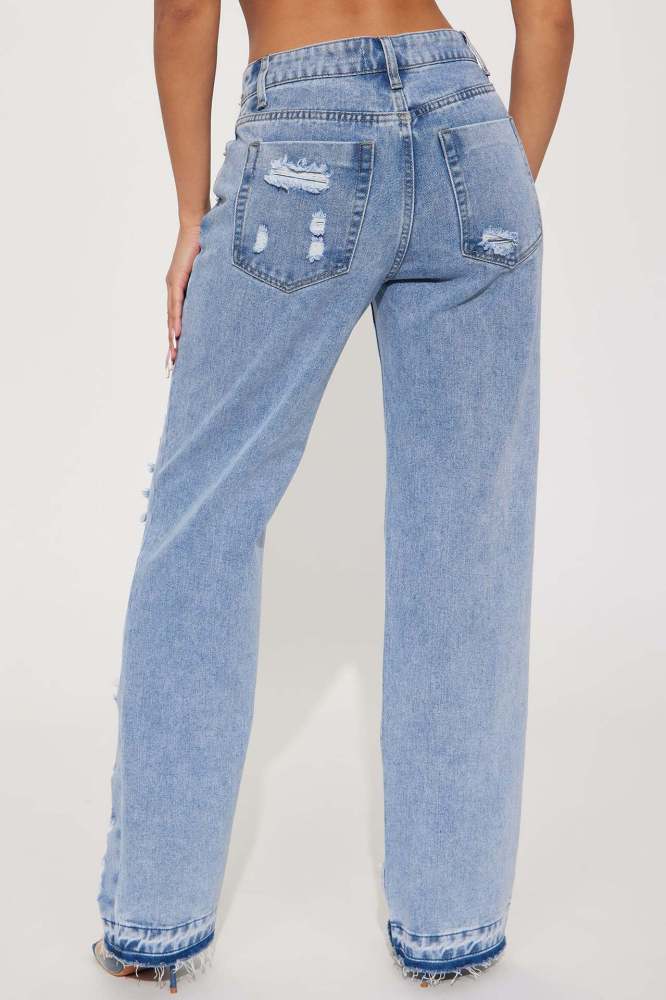 Sexy Oversized Micro Stretch Perforated Micro Flare Jeans