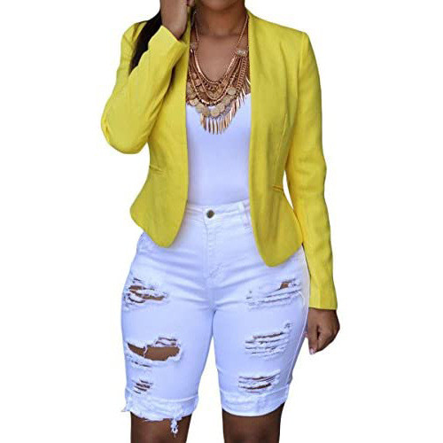 Fashionable water wash hole high waist jeans