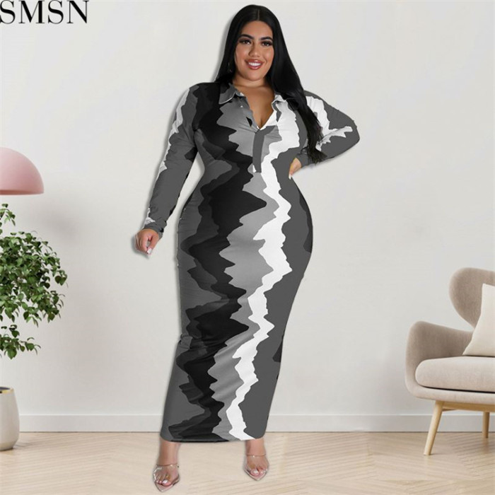 Plus Size Dress large size fall women clothing wholesale supply collar placket open chest dress