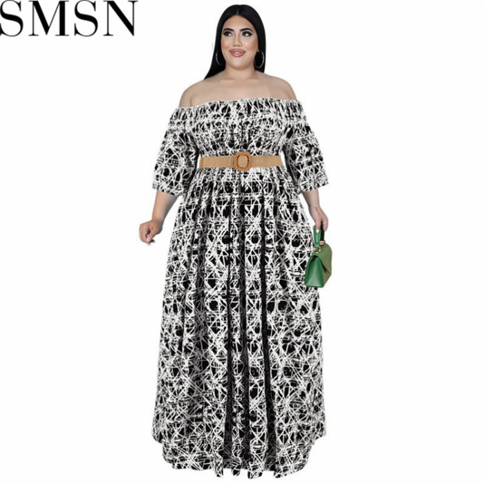 Plus Size Dress 2022 fall long sleeve dress large swing dress Amazon belted