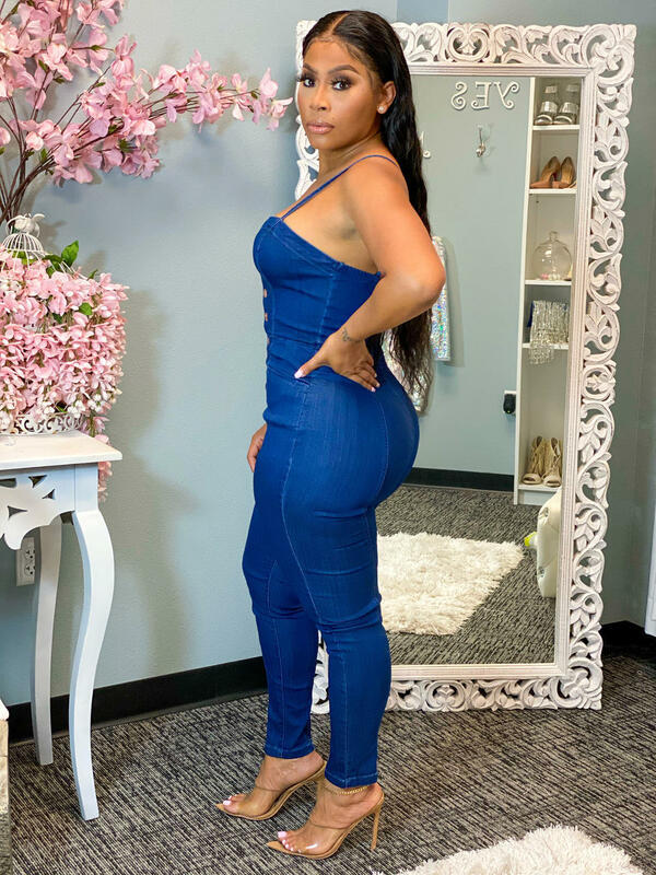 Fashion slim denim Jumpsuit