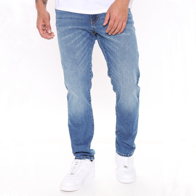 Fashionable elastic men's small leg jeans