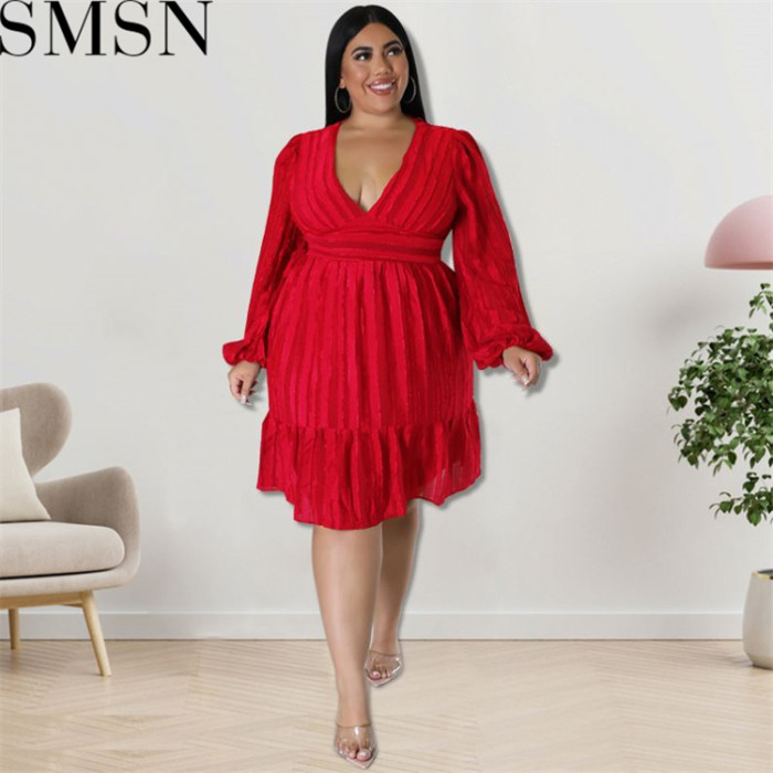 Plus Size Dress European and American women clothes wholesale supply Jacquard striped dress