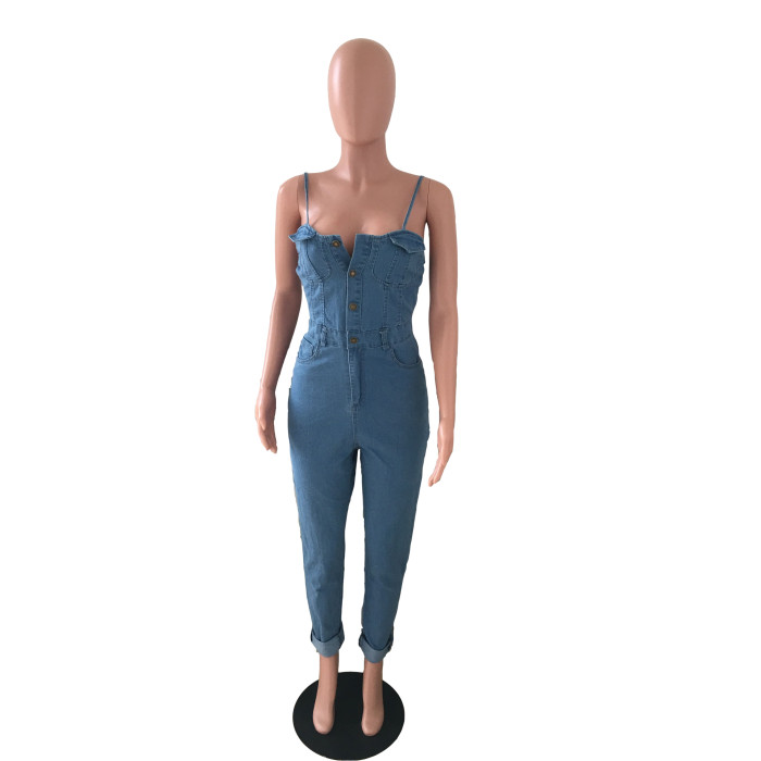 Fashion suspender jeans Jumpsuit