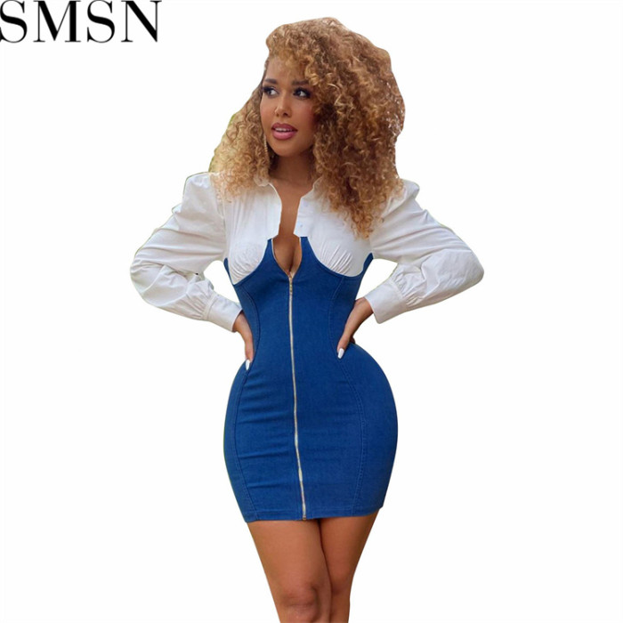 Plus Size Dress European and American Amazon Hot Sale Slim Fit Sheath Stretch Denim Skirt