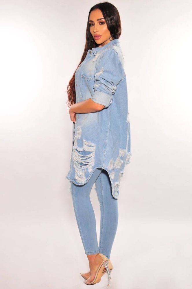 Sexy stretch hole denim coat