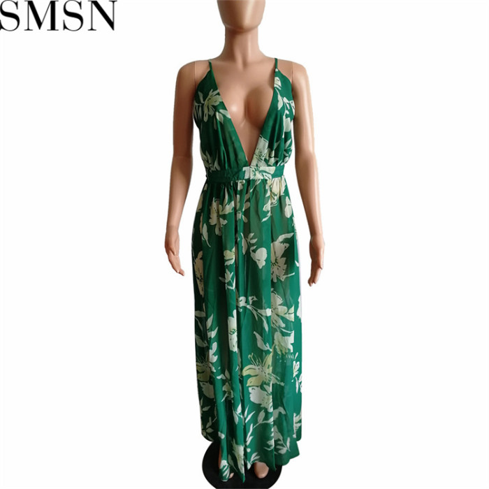 Plus Size Dress Amazon Ebay popular European and American deep V neck backless chiffon dress