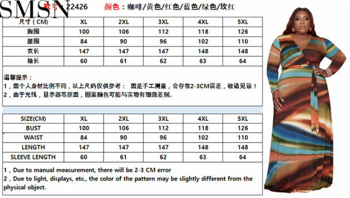 Plus Size Dress Amazon abstract printing with belt deep V neck fashion tight large size dress