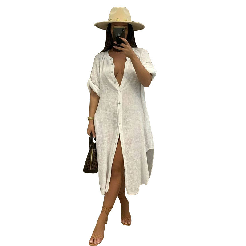 Summer Hoodie Sexy Bamboo Knot Lining Casual Beach Dress