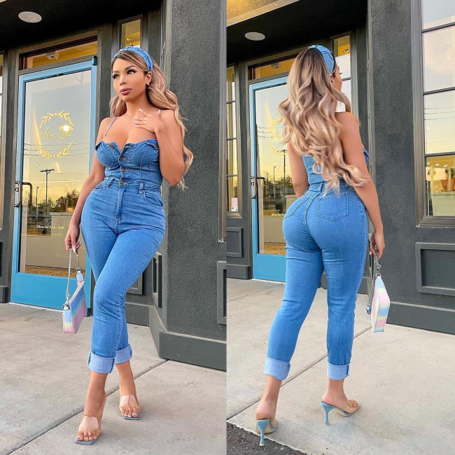 Fashion suspender jeans Jumpsuit