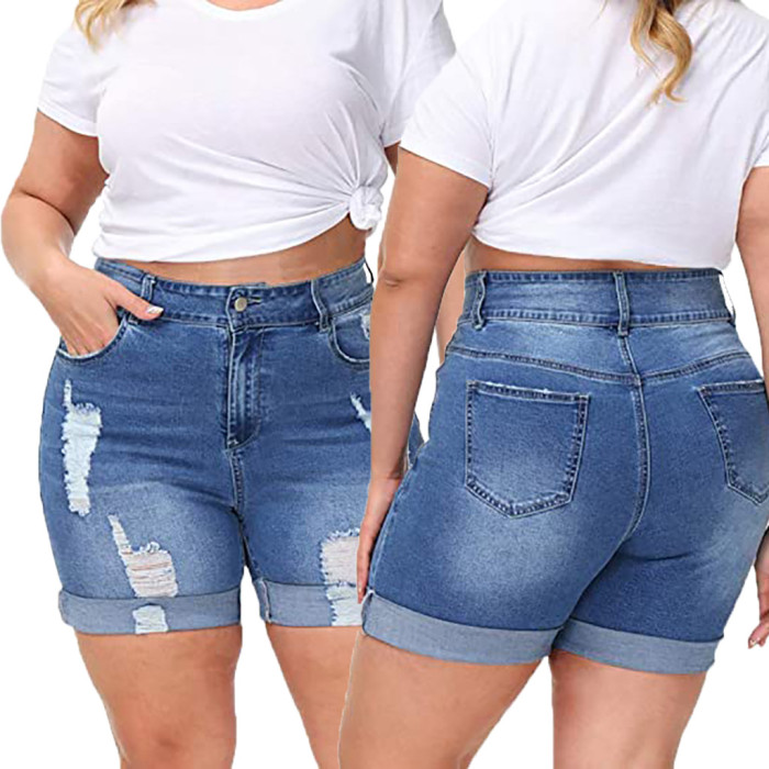 Fashion hand worn denim straight pants