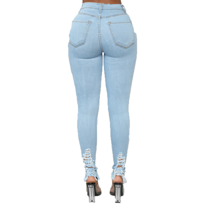 Sexy hole wash slim stretch jeans Leggings