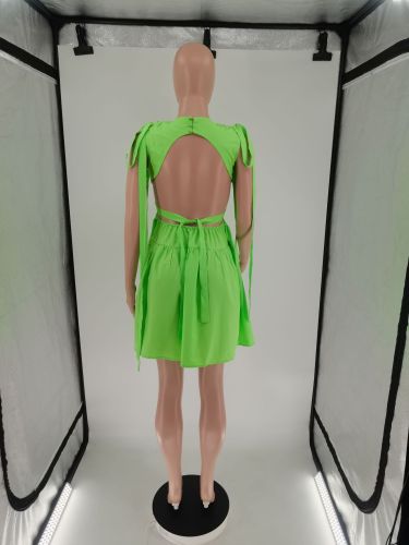 Candy Colored Strapped Open Back Sleeveless Dress