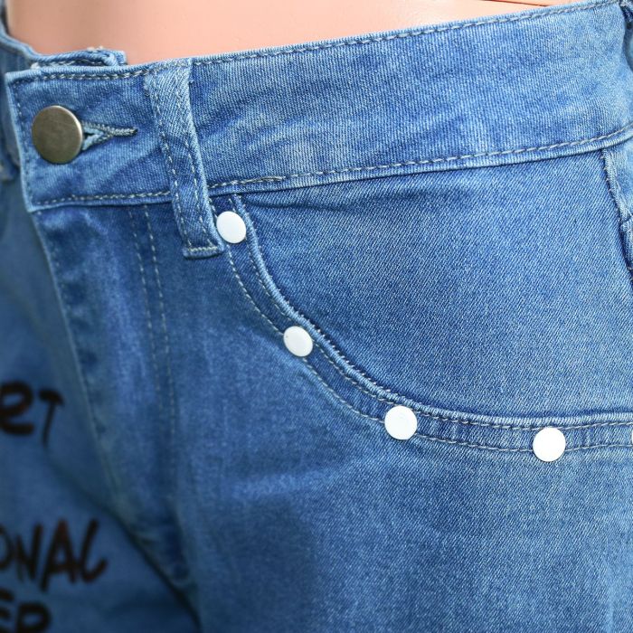 Fashion casual pierced solid jeans