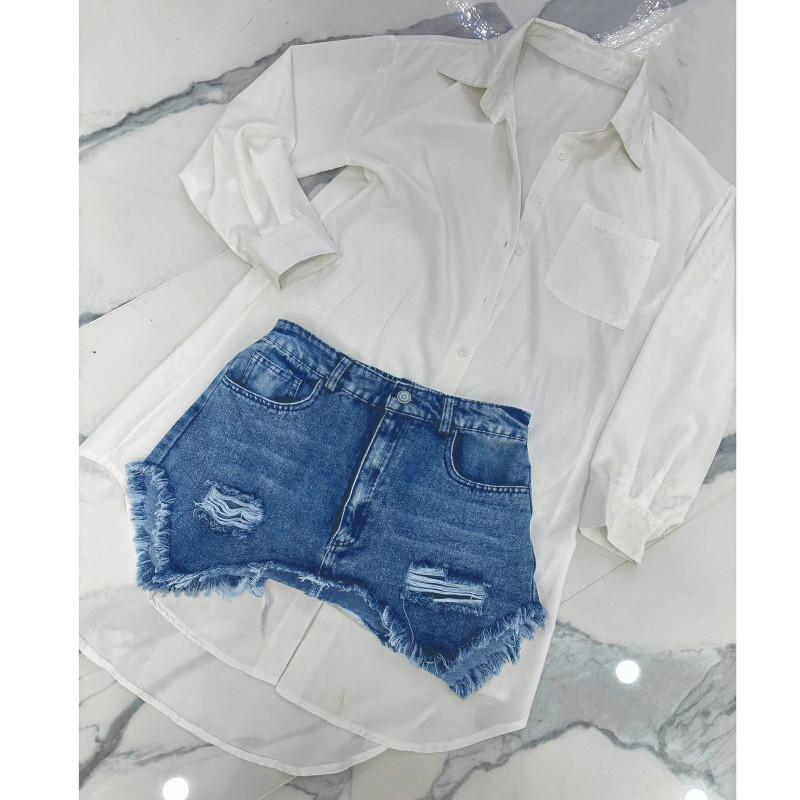 Fashion Denim Nimi Skirt Long Sleeve Casual Shirt Dress 2 Piece Set