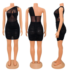 Casual Dress Mesh See Through Skinny Club Wear Summer Women Plus Size Dress